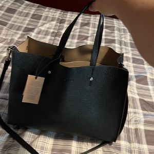 Ecco Maj Shopper purse w/ handles & shoulder straps. Black/Grey Rose.